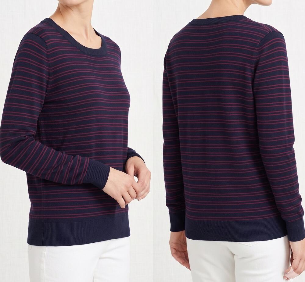 Banana Republic Factory Large Crewneck Sweater Blue Burgundy Stripe